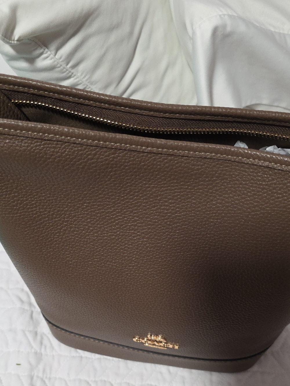 Coach Jude duffle Bag in pebble Leather,dark stone color - Picture 2 of 7